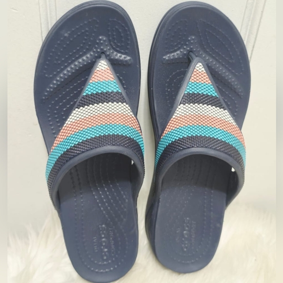 Crocs Monterey Beaded Women's Wedge Flip Flops Sandals Size 8✌️ - Picture 6 of 9